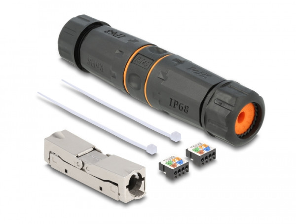 DeLOCK Kabelverbinder LSA zu LSA Cat.6A IP68 wasserfest schwarz (87186)