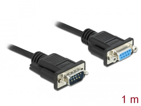 DeLOCK Seriell Kabel RS-232 D-Sub9 Stecker zu Buchse Nullmodem mit schmalem Steckergehäuse 1 m (86615)