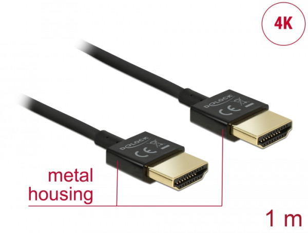 DeLOCK HDMI/HDMI, 1 m HDMI-Kabel HDMI Typ A Standard Schwarz (84771)