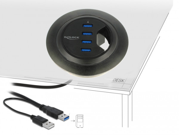 DeLOCK 62868 Schnittstellen-Hub USB 3.2 Gen 1 3.1 Gen 1 Type-A 5000 Mbit/s Schwarz (62868)