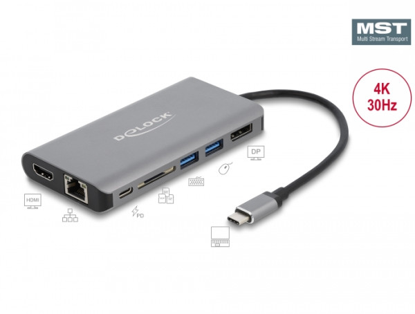 DeLOCK 87683 laptop-dockingstation & portreplikator Kabelgebunden USB 3.2 Gen 1 3.1 Gen 1 Type-C Grau (87683)