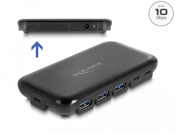 DeLOCK 7 Port USB 3.2 Gen 2 Hub mit 4 USB Typ-A und 3 USB Type-C Ports (64209)