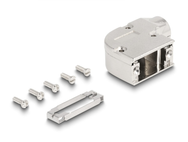 DeLOCK D-Sub Gehäuse für 9 Pin Stecker / Buchse mit Metallhalterung 90° gewinkelt (67028)