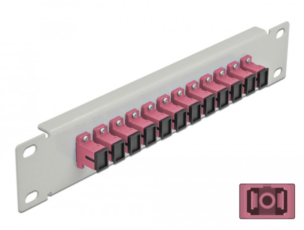 DeLOCK 10″ LWL Patchpanel 12 Port SC Simplex violett 1 HE grau (66785)