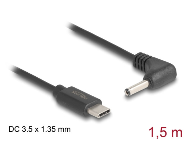 DeLOCK USB Type-C Stromkabel zu DC 3,5 x 1,35 mm Stecker gewinkelt 1,5 m (85393)