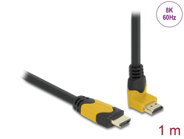 DeLOCK High Speed HDMI Kabel Stecker gerade zu Stecker 90° oben gewinkelt 48 Gbps 8K 60 Hz 1 m (86988)