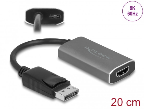 DeLOCK Aktiver DisplayPort 1.4 zu HDMI Adapter 8K mit HDR Funktion (63118)