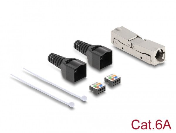 DeLOCK RJ45 Verbinder LSA zu LSA mit Knickschutztülle Cat.6A werkzeugfrei (87064)
