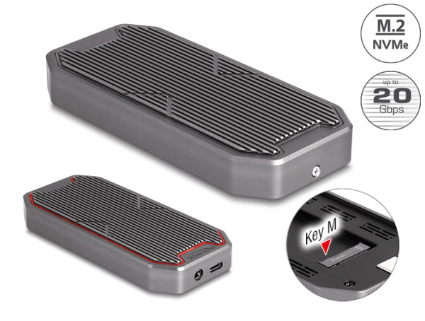 DeLOCK Externes Gaming Gehäuse für M.2 NVMe PCIe SSD mit SuperSpeed USB 20 Gbps USB 3.2 Gen 2x2 USB Type-C Buchse und RGB LED Beleuchtung (42015)
