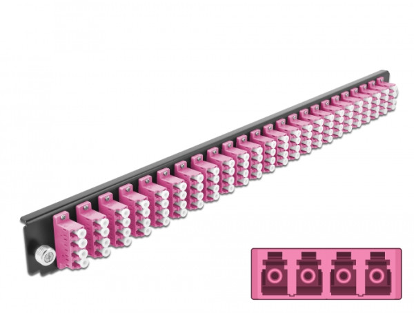 DeLOCK 19″ LWL Spleißbox Frontblende 24 Port LC Quad violett (43373)