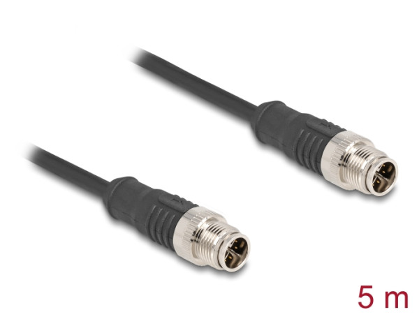 DeLOCK M12 Kabel X-kodiert 8 Pin Stecker zu Stecker PVC 5 m (80865)