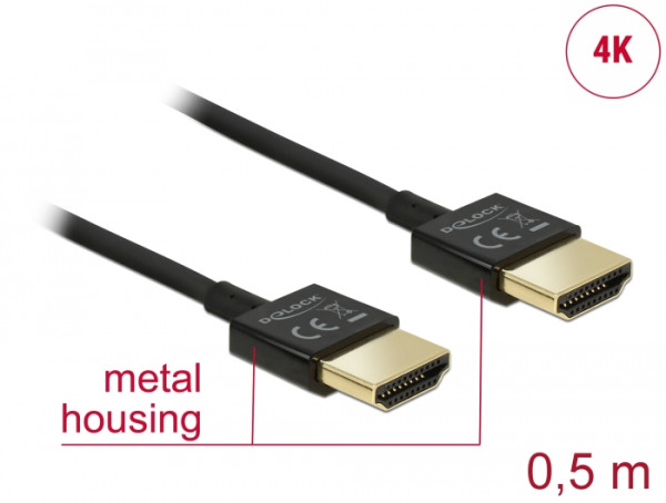 DeLOCK HDMI/HDMI, 0.5 m HDMI-Kabel 0,5 m HDMI Typ A Standard Schwarz (84786)