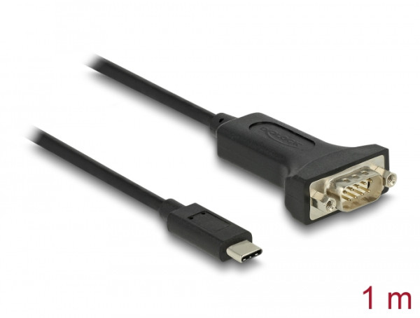 DeLOCK Adapter USB Type-C zu 1 x Seriell RS-232 D-Sub 9 Pin Stecker mit Muttern 1 m (64195)