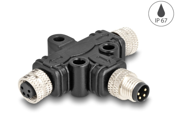 DeLOCK M8 T-Splitter A-kodiert 4 Pin 1 x Stecker zu 2 x Buchse Parallelschaltung (60576)