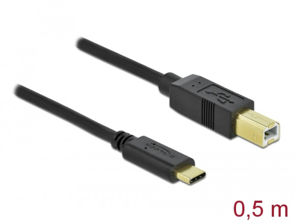 DeLOCK 0.5m, USB2.0-C/USB2.0-B USB Kabel 0,5 m USB B USB C Schwarz (83328)