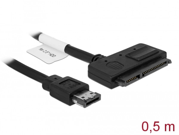 DeLOCK Cable Power Over eSATA > SATA 22pin SATA-Kabel 0,5 m eSATAp Schwarz (84396)