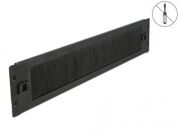 DeLOCK 19″ Kabelmanagement Bürstenleiste werkzeugfrei 2 HE schwarz (66346)