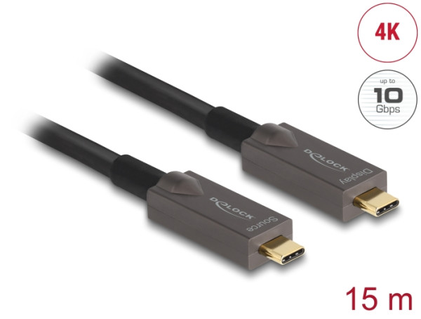 DeLOCK Aktives Optisches USB-C Video + Daten + PD Kabel 15 m (84179)
