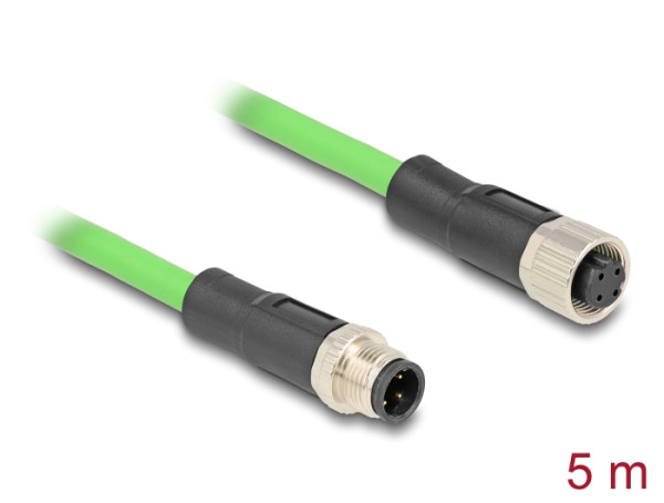 DeLOCK M12 Kabel D-kodiert 4 Pin Stecker zu Buchse PUR TPU 5 m (80409)