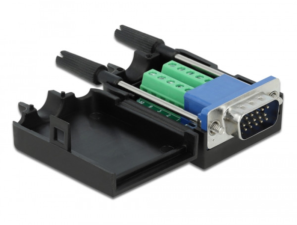 DeLOCK 66258 Drahtverbinder VGA 15 Pin, 10 Pin Terminalblock Schwarz (66258)