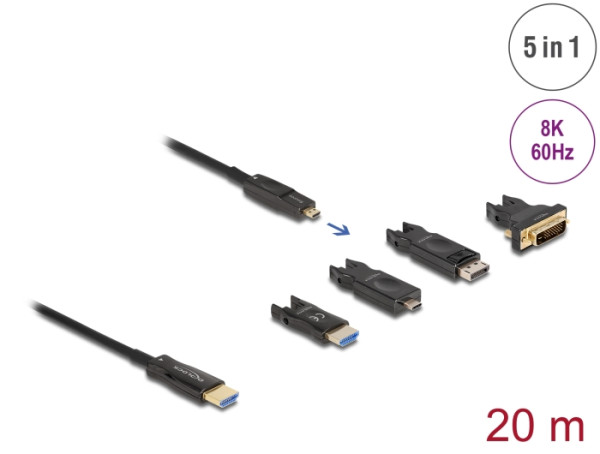 DeLOCK Aktives Optisches 5 in 1 HDMI Kabel 8K 60 Hz 20 m (86007)