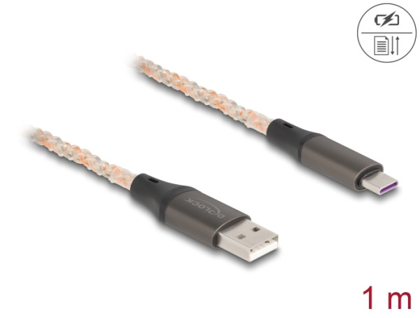 DeLOCK USB 2.0 Kabel Typ-A zu USB Type-C mit RGB Beleuchtung 1 m (88164)