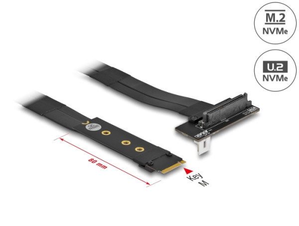 DeLOCK M.2 Key M zu U.2 SFF-8639 NVMe Adapter gewinkelt mit 20 cm Kabel (64135)
