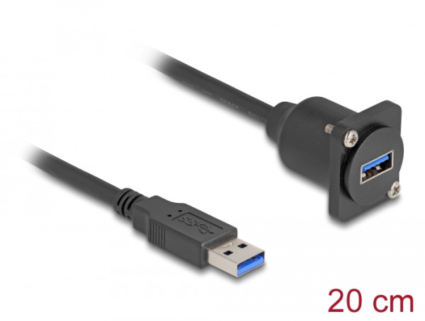 DeLOCK D-Typ USB 5 Gbps Kabel Typ-A Stecker zu Typ-A Buchse schwarz 20 cm (87967)