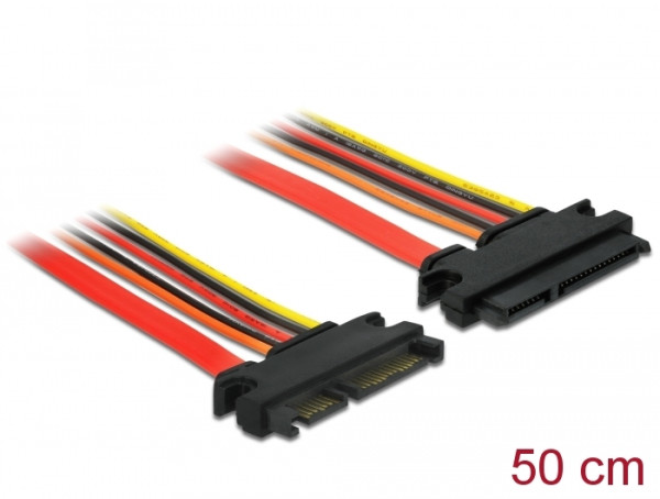DeLOCK 84920 SATA-Kabel 0,5 m SATA 22-pin Schwarz, Orange, Rot, Gelb (84920)