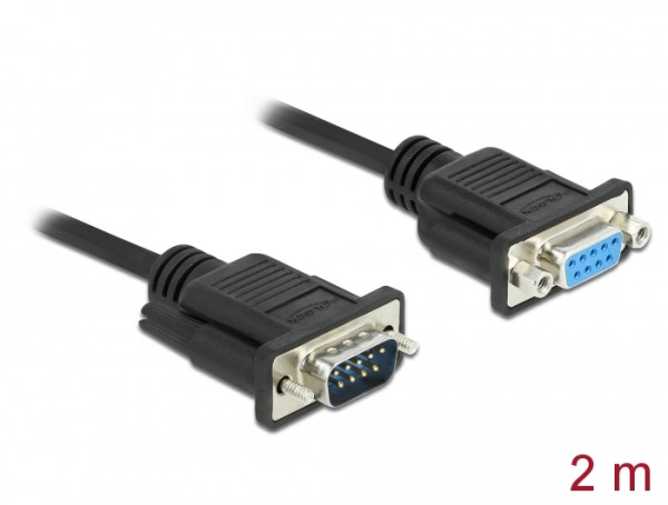 DeLOCK Seriell Kabel RS-232 D-Sub9 Stecker zu Buchse mit schmalem Steckergehäuse 2 m (86602)