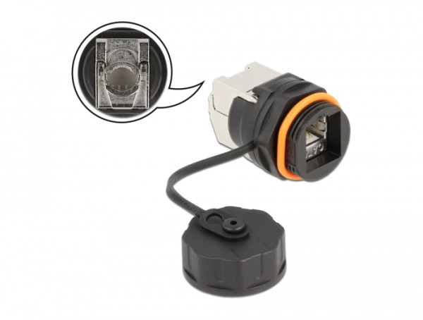 DeLOCK Kabelverbinder RJ45 Buchse zu Cat.6A LSA mit Verschlusskappe wasserfest (86698)