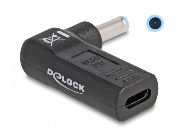 DeLOCK Adapter für Notebook Ladekabel USB Type-C Buchse zu HP 4,5 x 3,0 mm Stecker 90° gewinkelt (60004)