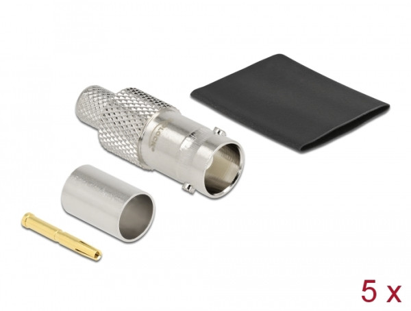 DeLOCK BNC Buchse zum Crimpen RG-6 mit passendem Schrumpfschlauch (90029)