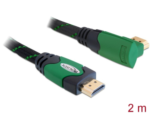 DeLOCK 2m High Speed HDMI 1.4 HDMI-Kabel HDMI Typ A Standard Schwarz, Grün (82952)