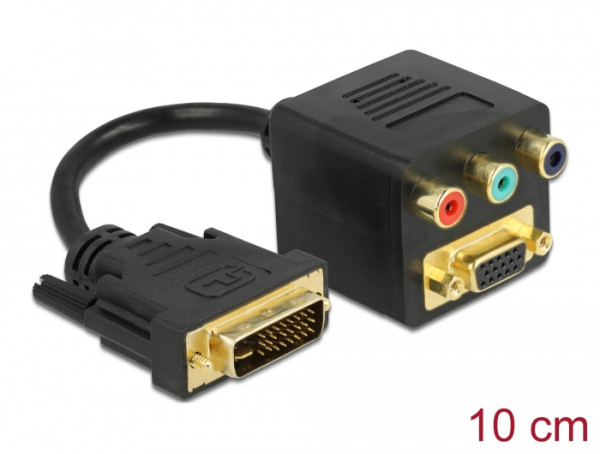 DeLOCK Adapter DVI29 Stecker zu VGA + 3x Cinch Buchse (65061)