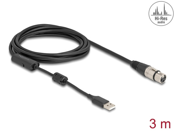 DeLOCK High-Res Audio Konverterkabel XLR 3 Pin zu USB Type-A analog zu digital 3 m (84178)