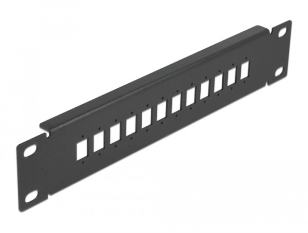 DeLOCK 10″ LWL Patchpanel 12 Port für SC Simplex / LC Duplex 1 HE schwarz (66801)