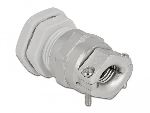 DeLOCK Kabelverschraubung PG16 mit Zugentlastung und Biegeschutz grau (60358)