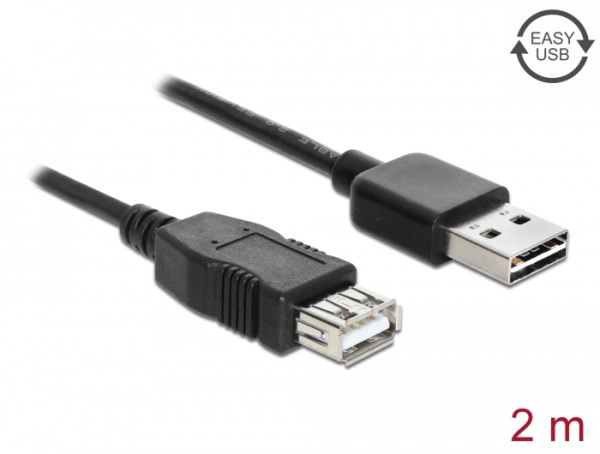 DeLOCK EASY-USB 2.0-A - USB 2.0-A, 2m USB Kabel USB A Schwarz (83371)