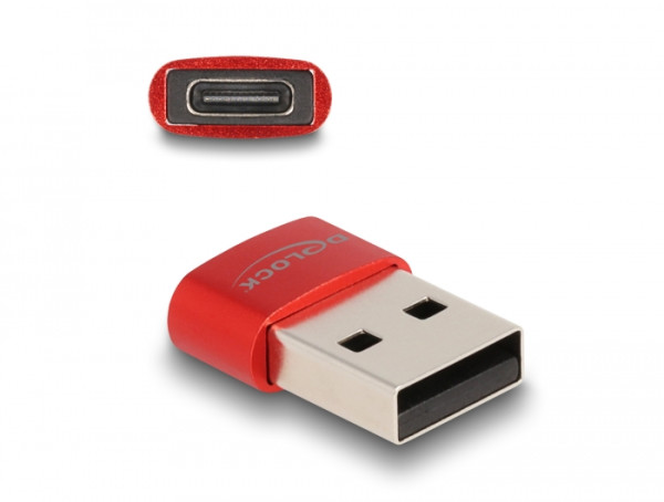DeLOCK USB 2.0 Adapter USB Typ-A Stecker zu USB Type-C Buchse rot (60050)