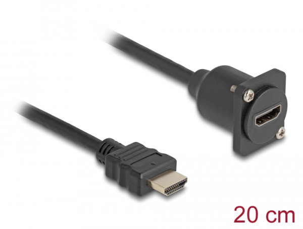 DeLOCK D-Typ HDMI Kabel Stecker zu Buchse schwarz 20 cm (87966)