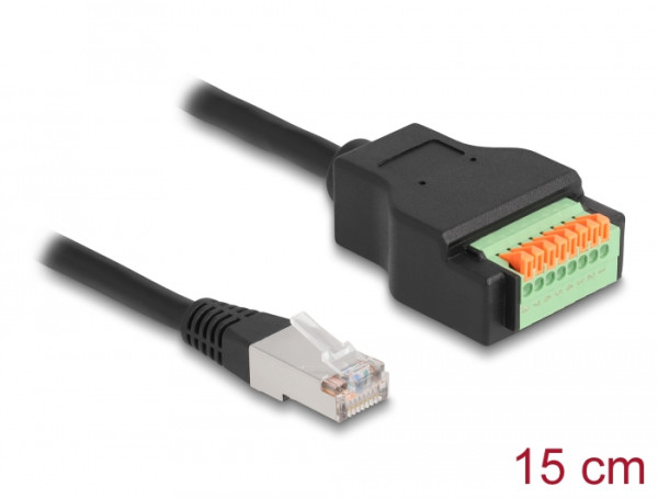 DeLOCK RJ45 Kabel Cat.5e Stecker zu Terminalblock Adapter mit Drucktaster 15 cm (66063)