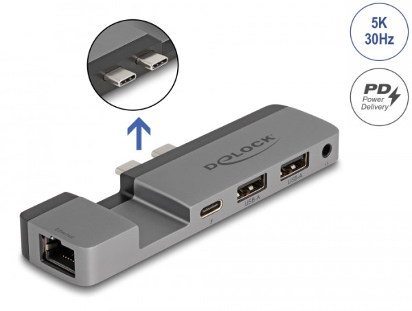 DeLOCK Dockingstation für MacBook Pro / MacBook Air Thunderbolt 4 mit 5K Auflösung / 100 W PD / 10 Gbps Hub / LAN / Audio (87757)