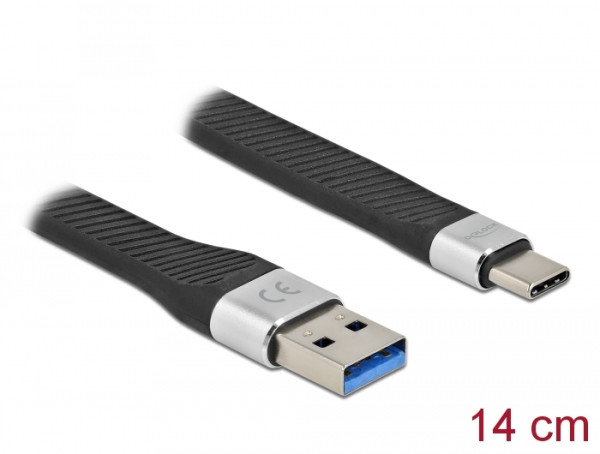 DeLOCK USB 3.2 Gen 1 FPC Flachbandkabel USB Typ-A zu USB Type-C 14 cm PD 3 A (86938)