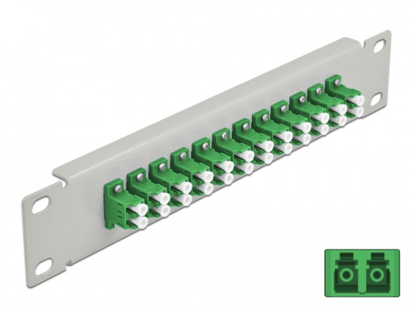 DeLOCK 10″ LWL Patchpanel 12 Port LC Duplex grün 1 HE grau (66787)