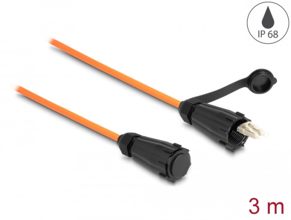 DeLOCK LWL Kabel LC Duplex zu LC Duplex mit Verschlusskappe Multimode OM2 IP68 staub- und wasserdicht 3 m (87888)