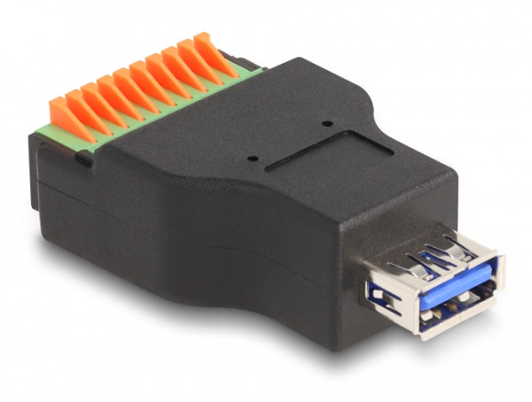 DeLOCK USB 3.2 Gen 1 Typ-A Buchse zu Terminalblock Adapter mit Drucktaster (66239)