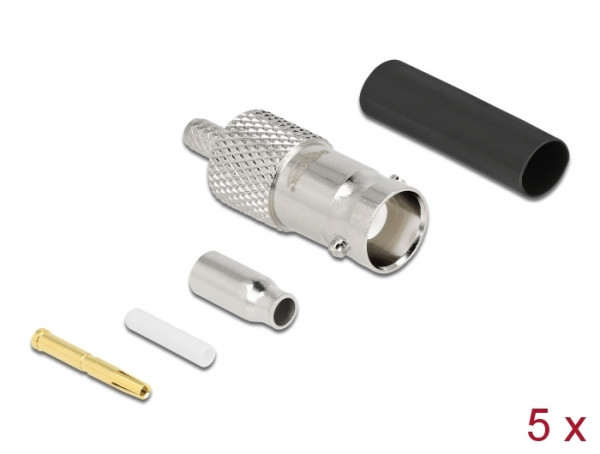 DeLOCK BNC Buchse zum Crimpen RG-174 / RG-316 mit passendem Schrumpfschlauch (90014)