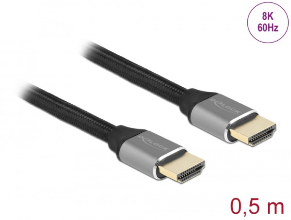 DeLOCK Ultra High Speed HDMI Kabel 48 Gbps 8K 60 Hz grau 0,5 m zertifiziert (83994)