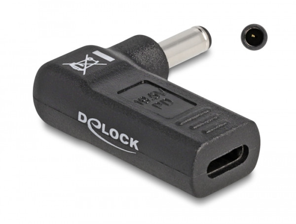 DeLOCK Adapter für Notebook Ladekabel USB Type-C Buchse zu Dell 4,5 x 3,0 mm Stecker 90° gewinkelt (60007)